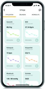 Trainingsstatistiken in der medo.core app